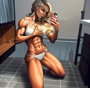 Fitness Selfie Girl 001 - by WinoAI (winoai.art)