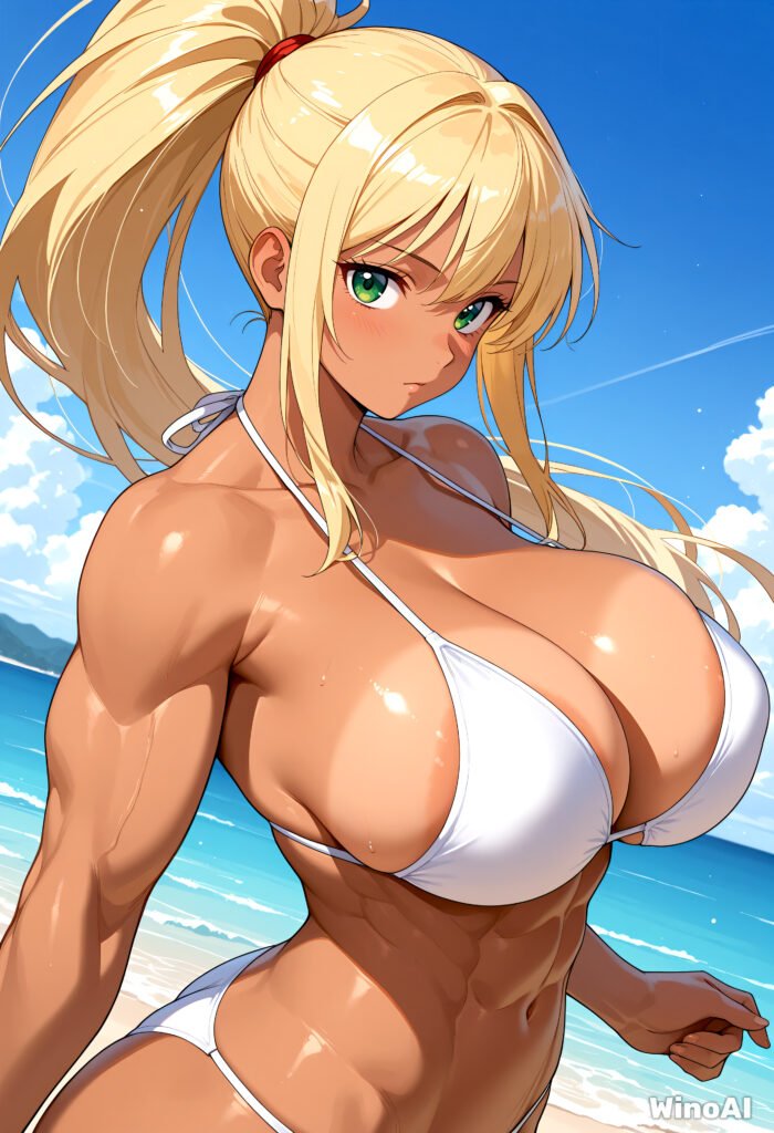 Beach Fitness (AI-generated NSFW artwork by WinoAI.)